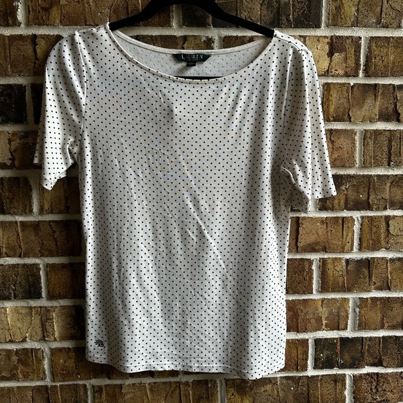 Rugby Ralph Lauren White Tee with Black Dots - Picture 1 of 8